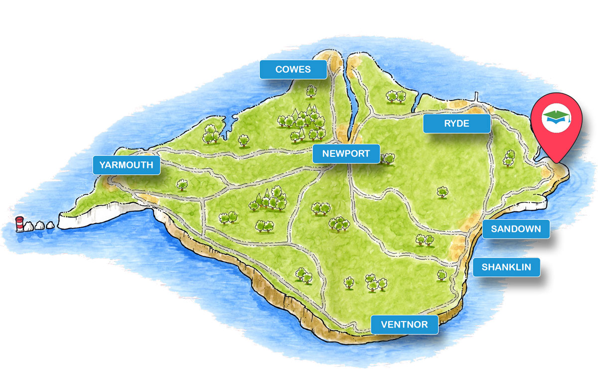 School trip Isle of Wight location map for RNLI Bembridge